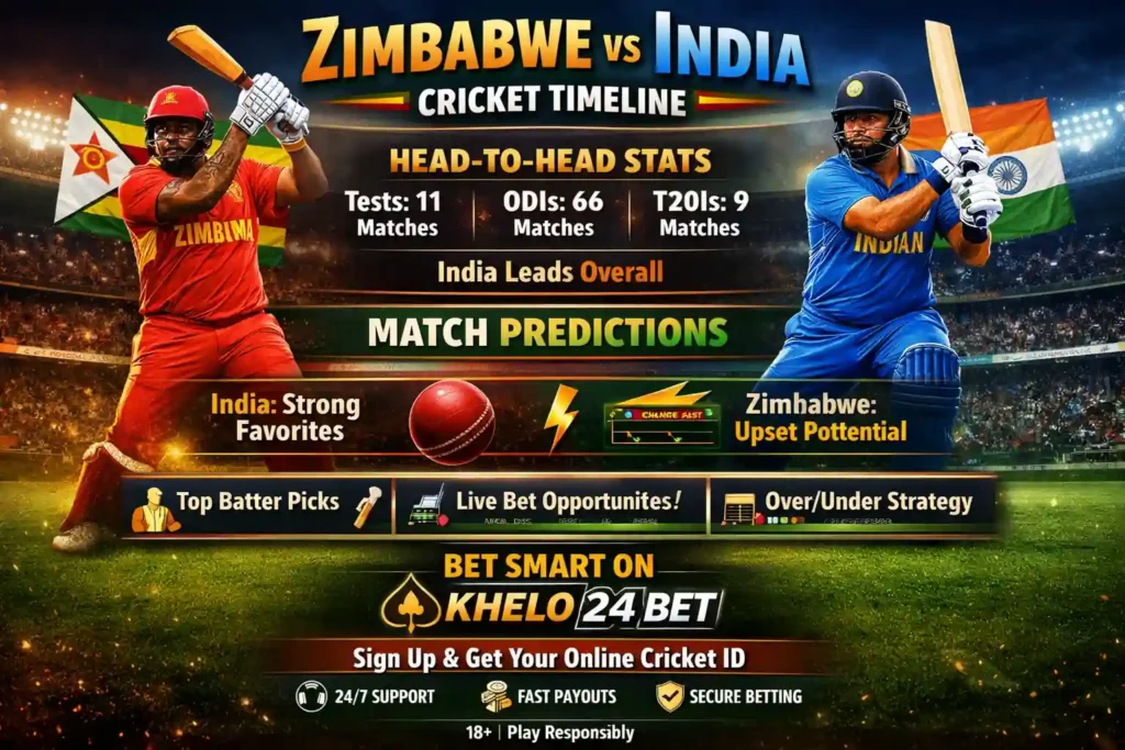 Zimbabwe National Cricket Team vs India National Cricket Team Timeline