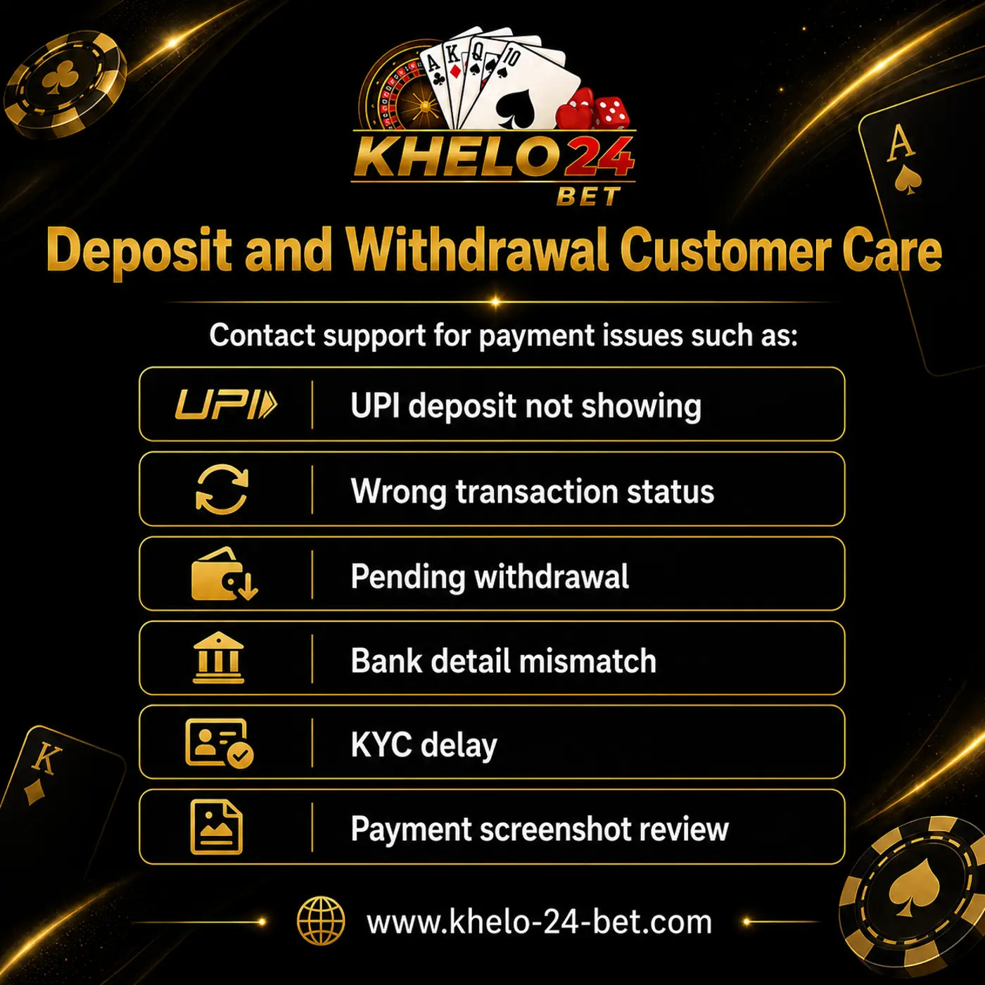 Deposit and Withdrawal Customer Care